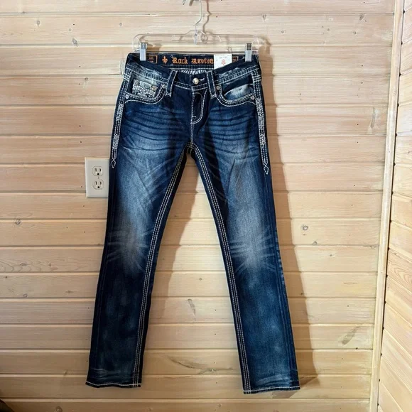 NWT Rock Revival J6 Berry Straight Leg Sz 26 - Picture 2 of 5